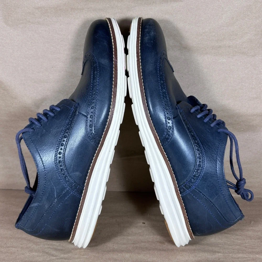 Cole Haan‎ OriginalGrand Wingtip Oxford Navy Blue Leather Shoes C30563 Mens 9M